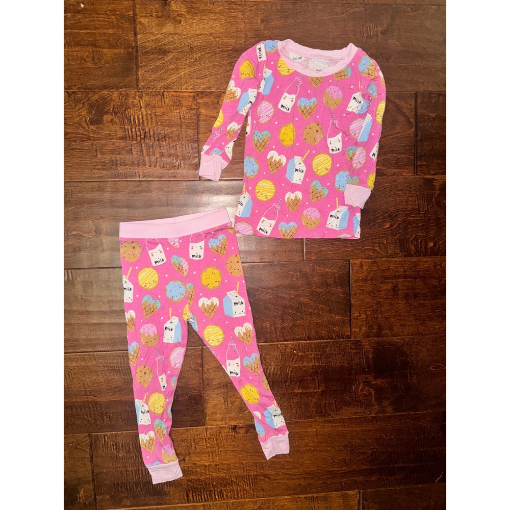 Little Sleepies Milk and Cookies Pink Bamboo Viscose Pajama Set 12-18 Months